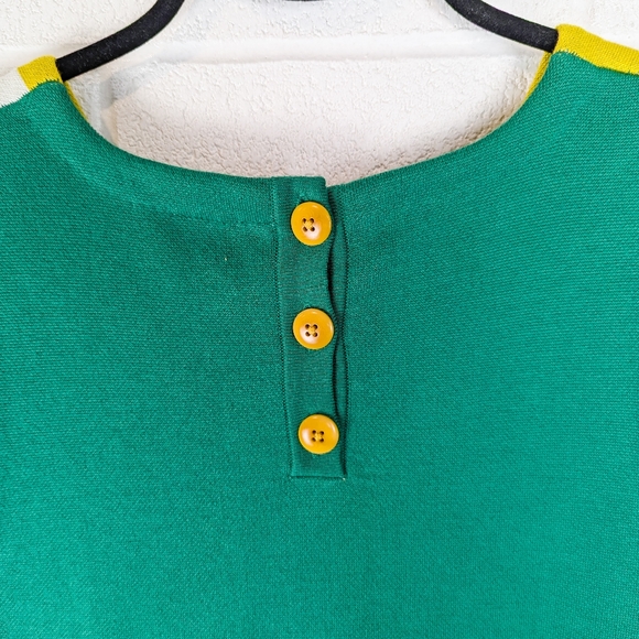 Anthropologie Moth Mini Dress Knit Sleeveless Tunic Green Retro 70s Colorful S/M - Picture 11 of 13